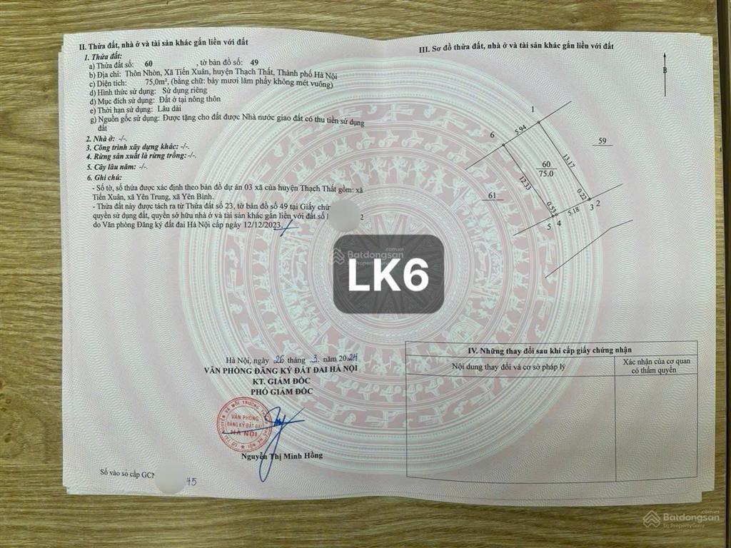 Bán đất tại đại lộ thăng long, 2,2 tỷ, 75m2, mặt tiền 5.1m, cổng trường đhqg, cạnh xanh villas