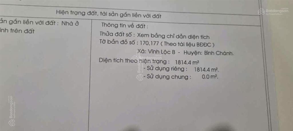 Bán gấp đất cây lâu năm của gia đình tại xã vĩnh lộc b  dt 1908m2