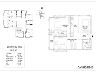 Bán căn hộ 2pn + 2wc dt 80.69m2 thông thuỷ, view bể bơi ngoài trời, đã có sổ , full nội thất đẹp.