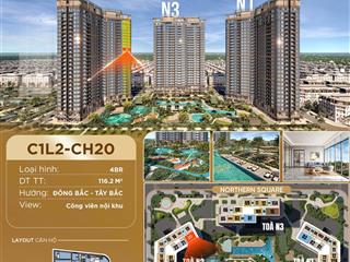 Chỉ từ 59tr/m2, sở hữu căn hộ kính cong 4pn masteri trinity square 116.2m2, view công viên nội khu