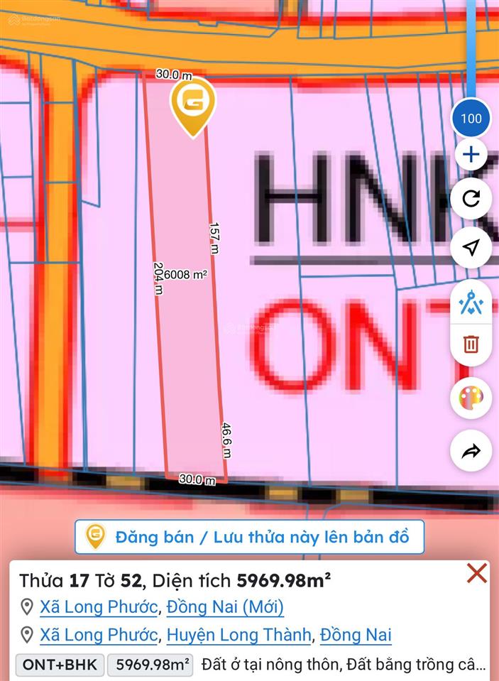 Bán đất tại đường bàu cạn, xã long phước, long thành, đồng nai, giá siêu hời 69 tỷ, 5970 m2