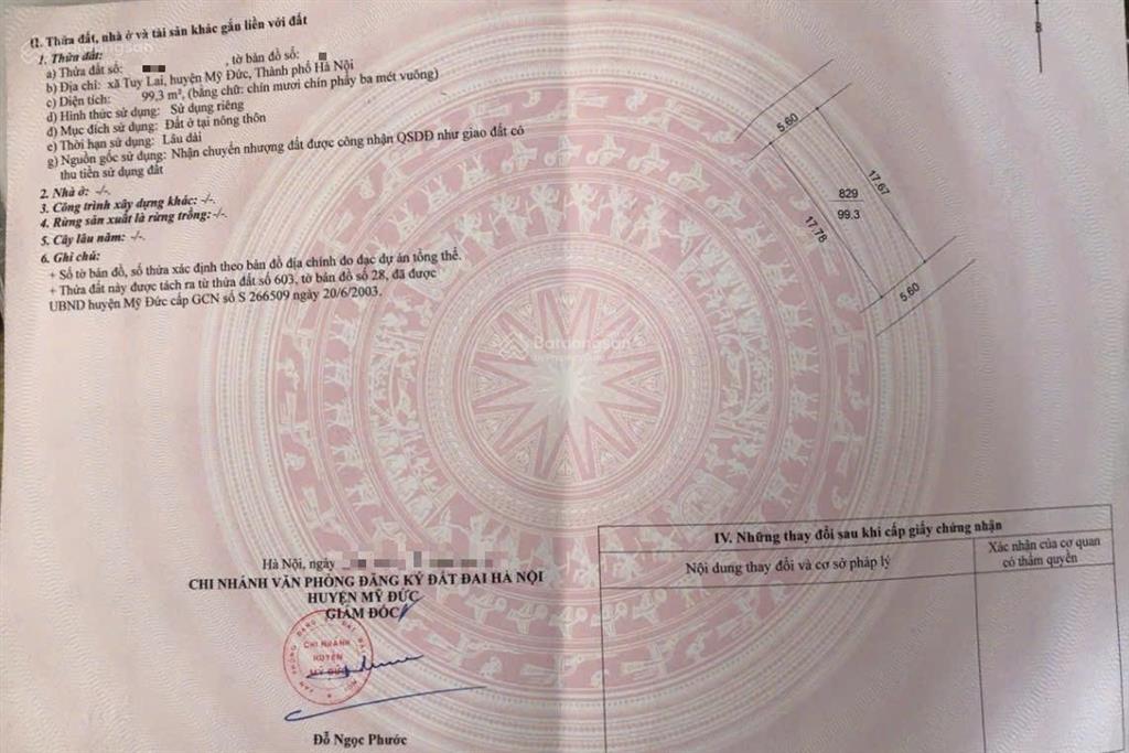 Lô góc 2 mặt tiền cực hiếm 99,3m²  trung tâm tuy lai, mỹ đức, hà nội  giá chỉ 1.48 tỷ