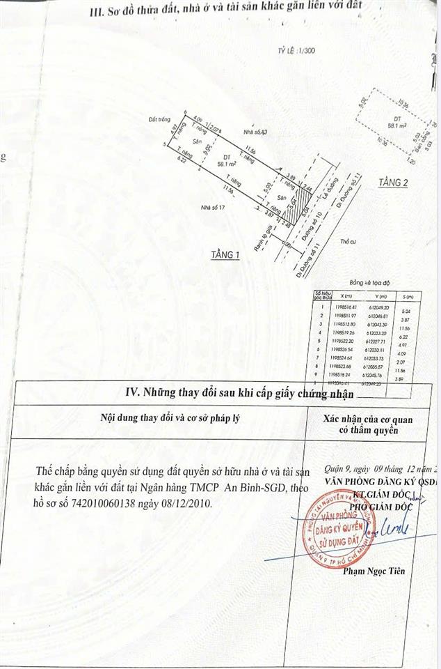 Cần bán câp 4 mặt tiền đường 10 phường tnpb ngang 5m dài 24m diện tích được công nhận 108m2