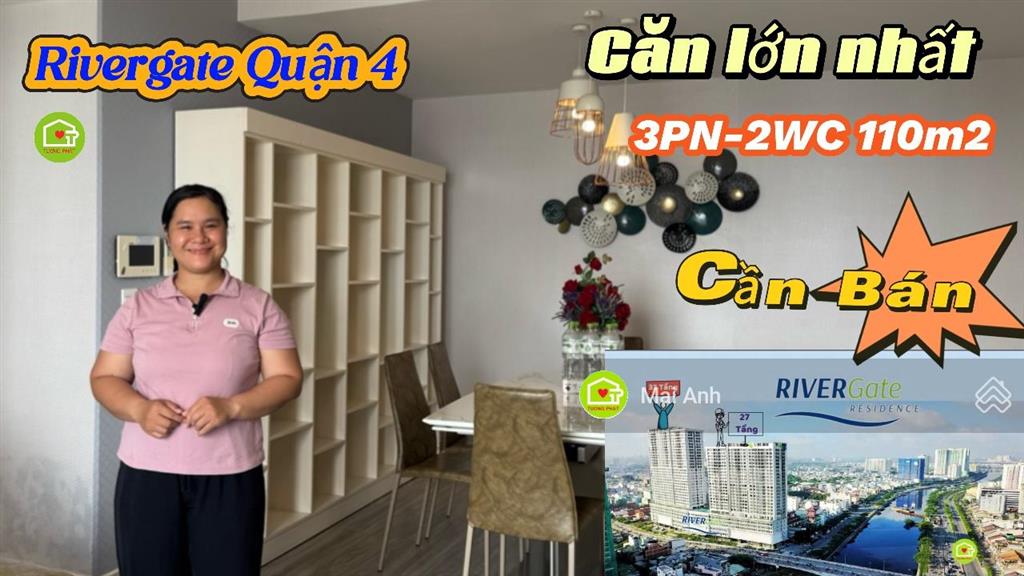 Bán gấp! căn góc view đẹp river gate 110m2 3pn  2wc. nội thất cao cấp, lầu cao  9,8 tỷ (bao hết)