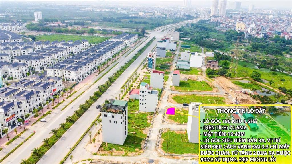 Lô góc hàm cá mập mặt đường vành đai 3.5, diện tích 139m2, vị trí cực đẹp làm khách sạn, văn phòng