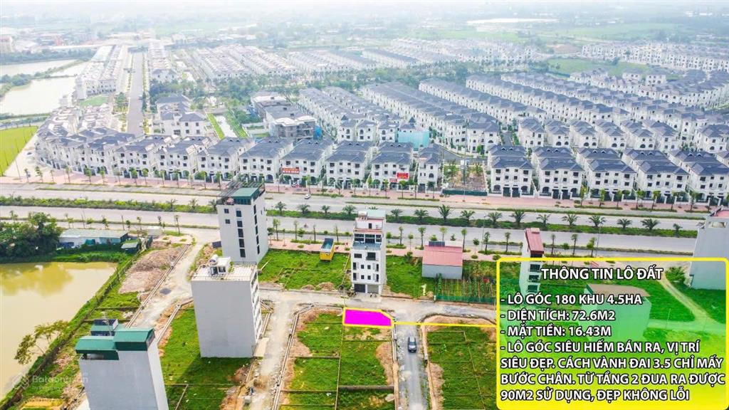 Lô góc hàm cá mập mặt đường vành đai 3.5, diện tích 139m2, vị trí cực đẹp làm khách sạn, văn phòng