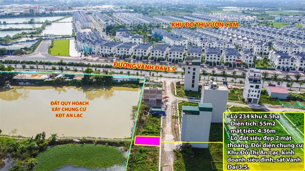 Bán lô 55m2 2 mặt thoáng sát kđt an lạc đường 11m cách vài bước chân đường vành đai 3.5