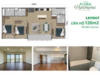Bán căn flora panorama 126m2 | 3pn 3wc bc, view trực diện sông