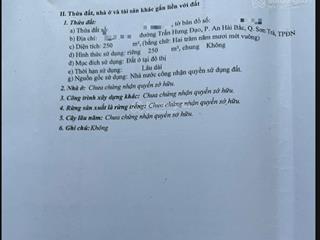 Mặt tiền trần hưng đạo, an hải bắc, sơn trà, đà nẵng, giá 250 triệu/m2, dt 250m2 vỉew sông hàn