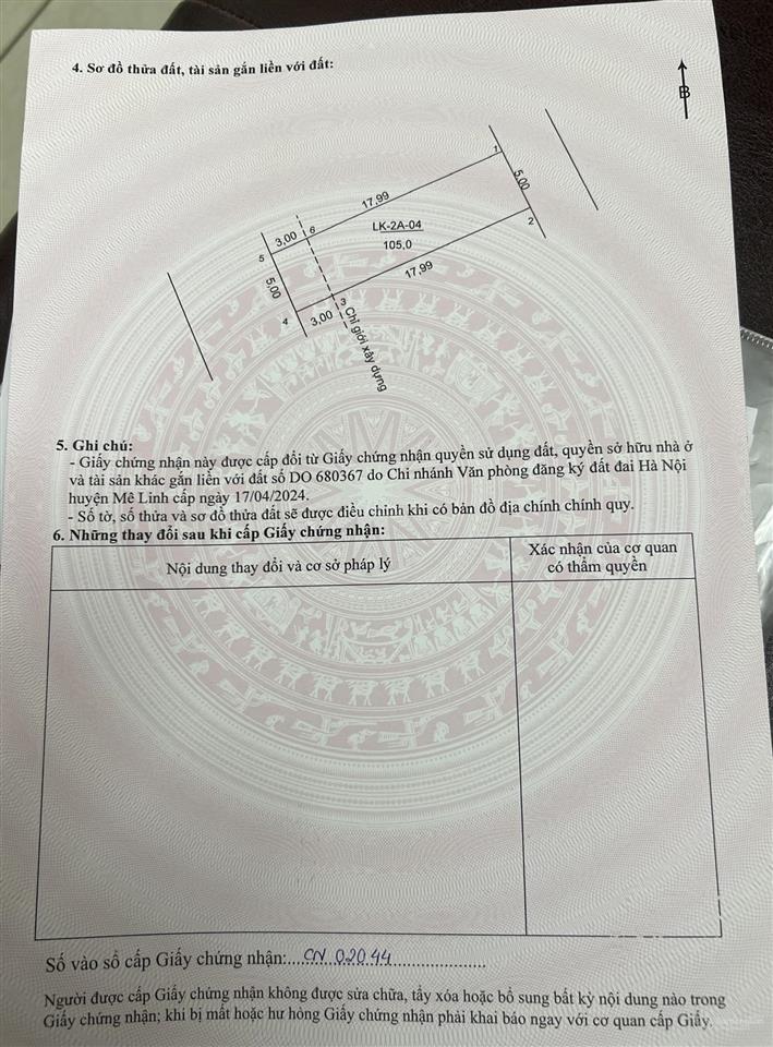 105m2 đấu giá x1 tam đồng mặt đường 100, 2 mặt đường trước sau có vỉa hè 20m