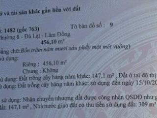 Bán đất 456m2 đường nguyễn tử lực, đà lạt