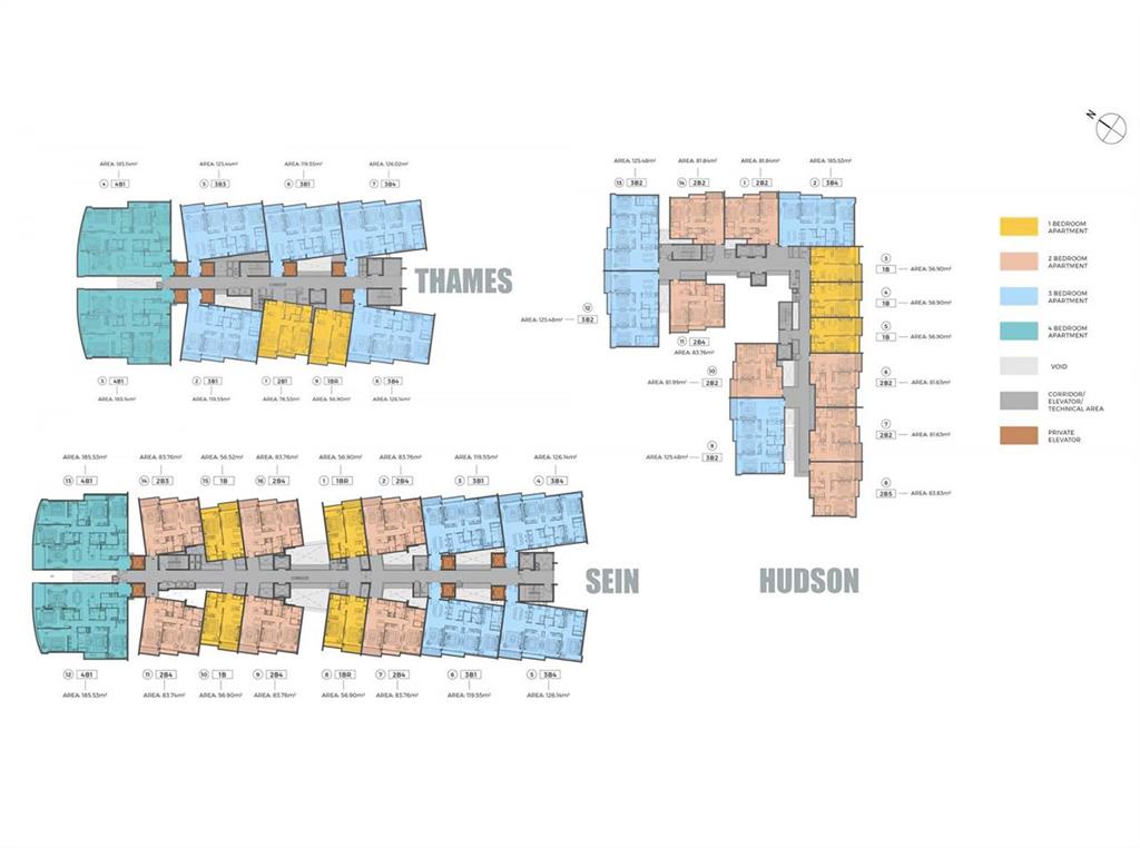 Căn hộ bán tại the river thủ thiêm gồm 4 phòng ngủ view sông với diện tích 203m2