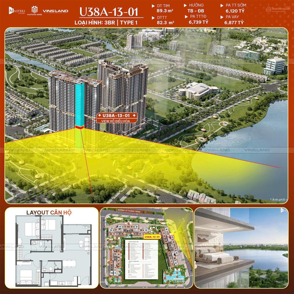89.3 m2 view hồ thông thoáng mát mẻ
