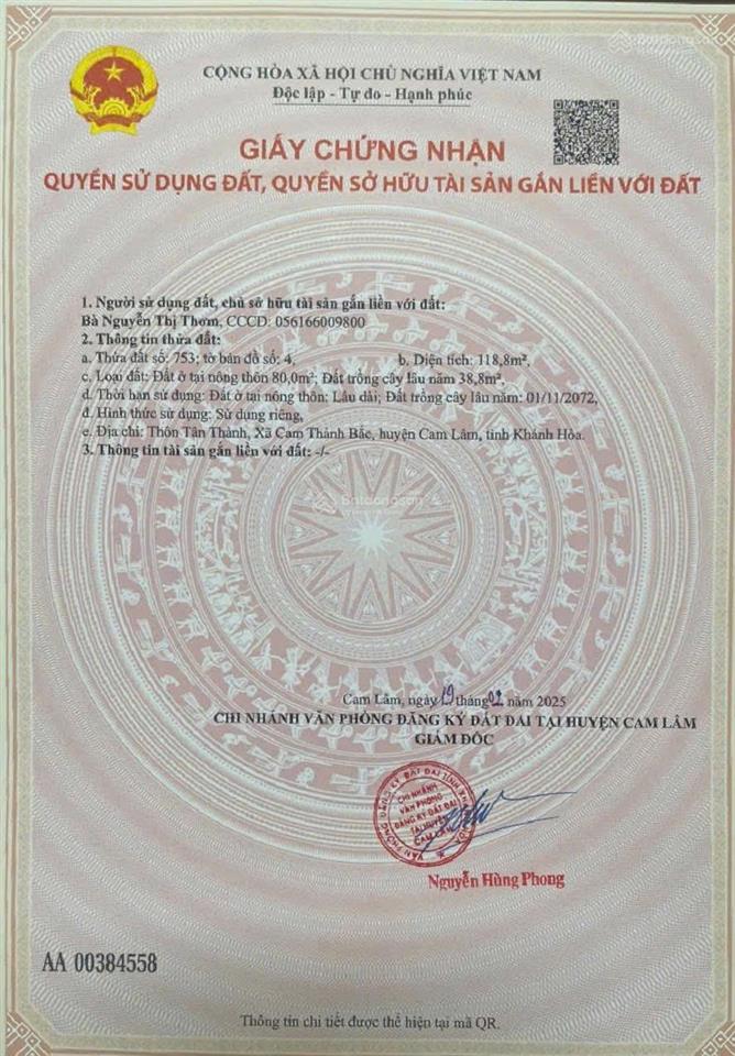 Nhà quy hoạch đất ơ mới đô thị cam lâm 2 mặt tiền đường có thổ cư giá rẻ nhất thị trường