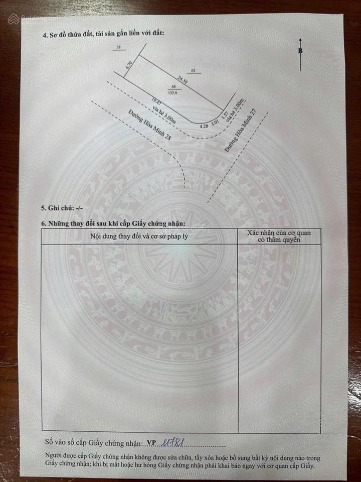 Tìm đỏ mắt không ra lô thứ 2, góc 2 mặt tiền hòa minh 28 và hoà minh 27 hướng đông nam siêu rẻ