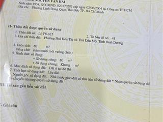 Đất bán khu dân cư phú hoà 2, đường số 9, diện tích 80m2, full thổ cư, mặt tiền có thể kinh doanh