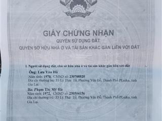 Bán nhà riêng tại lý thái tổ, yên đỗ, plei ku, gia lai, 3,5 tỷ, 63,375m2, hàng hiếm tại giá tốt