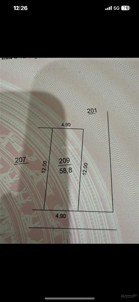 Bán nhanh đất thôn nhì, vân nội đường thông ô tô 58,8m2, mt 4,9m giá chỉ 75 tr/m2