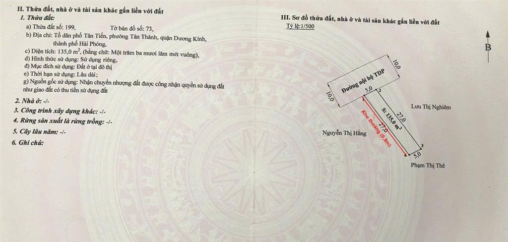 ĐẤT ĐƯỜNG 10M TÂN THÀNH – GIÁ HIẾM KHU DƯƠNG KINH – PHÙ HỢP ĐẦU TƯ  ZALO 0567 222 555