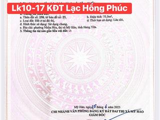 Bán đất khu đô thị lạc hồng phúc, phố nối, nhân hòa, mỹ hào, hưng yên, giá cực chất, view đẹp