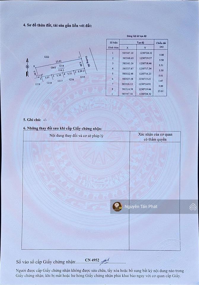 114m2 thổ cư. đường bê tông gần kcn. cách nhựa 50m. 390tr