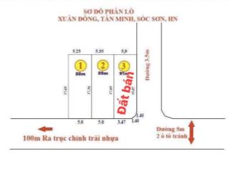 Chính chủ cần bán lô góc full thổ cư 91m2 tại xuân đồng tân minh sóc sơn hà nội