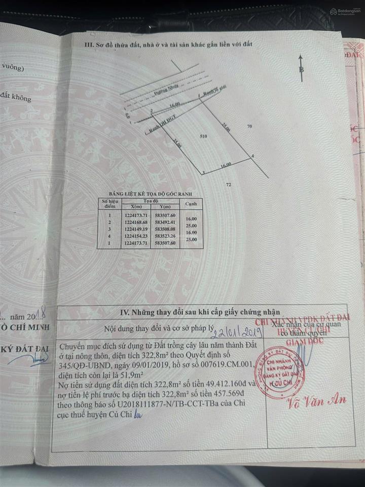 Bán đất 3812.5m2 tại nguyễn thị dòn, nhuận đức, củ chi, giá ưu đãi 14 tỷ vnd