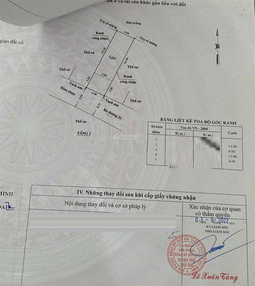 Bán đất đường số 22, linh đông, kdc đồng bộ  55.5m2 vuông vức, chỉ 5.2 tỷ