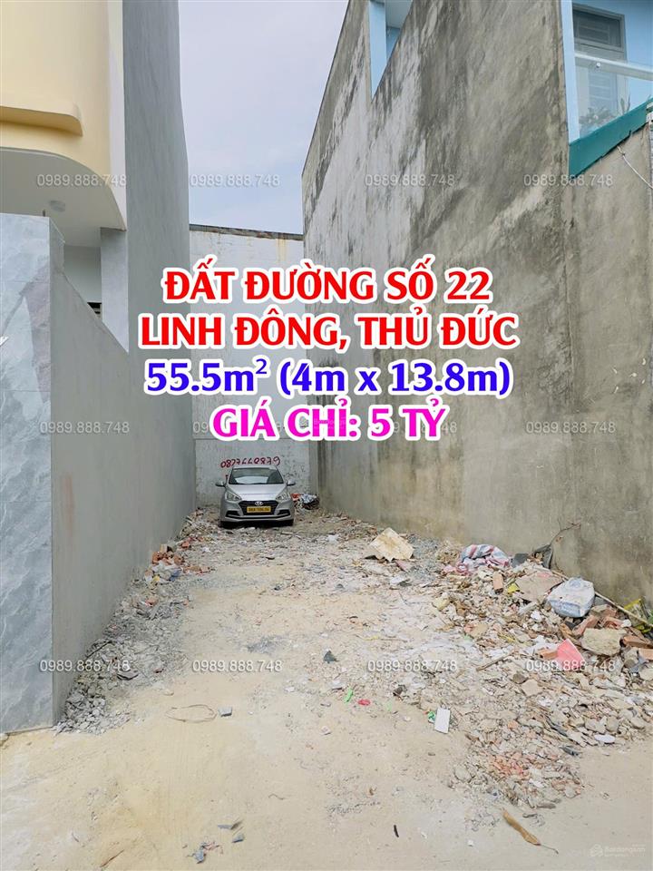 Bán đất đường số 22, linh đông, kdc đồng bộ  55.5m2 vuông vức, chỉ 5.2 tỷ