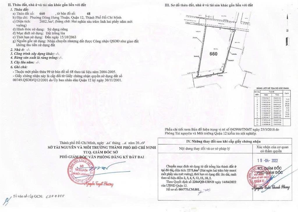 Bán lô đất mặt tiền nguyễn văn quá,p đông hưng thuận, quận 12 sổ đỏ