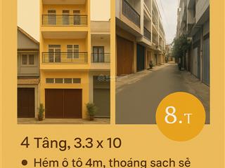 Căn 126 lý thái tổ ,p.vườn lài  hẻm ô tô 4m nhà 4 tầng, chỉ 8.x tỷ