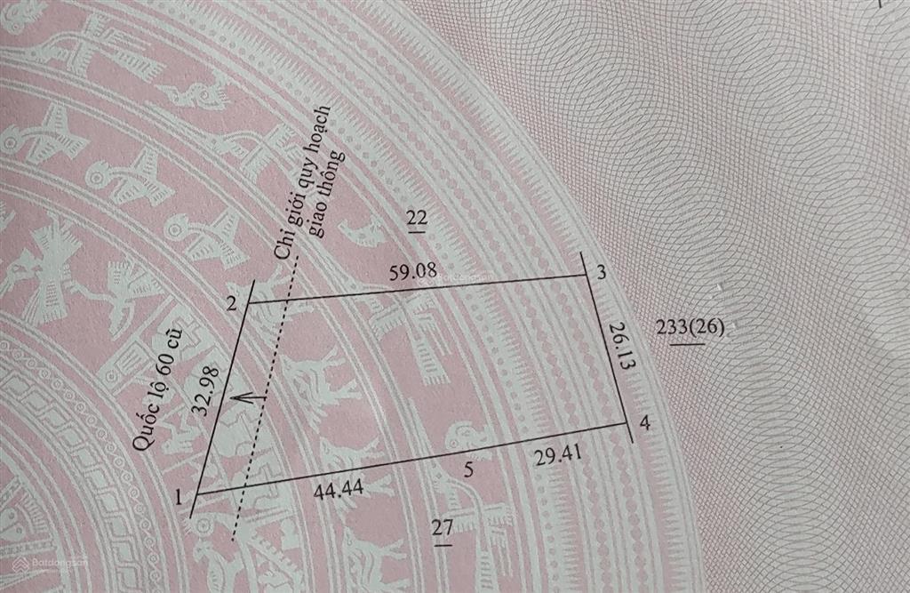 Đất 33 mét ngang, sâu 65 mét, mặt tiền quốc lộ 60 cũ (đường trần văn ơn, bến phà rạch miễu củ)