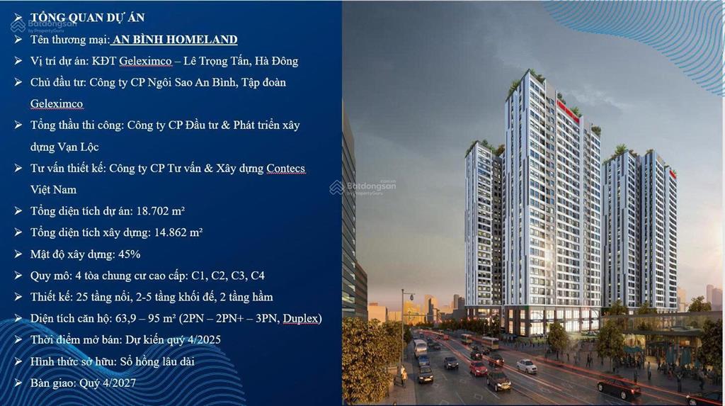 Mởi bán đợt đầu giá ưu đãi 7x/m2 có ngay trung cư an bình geleximco đường lê trọng tấnhà đông,cạnh