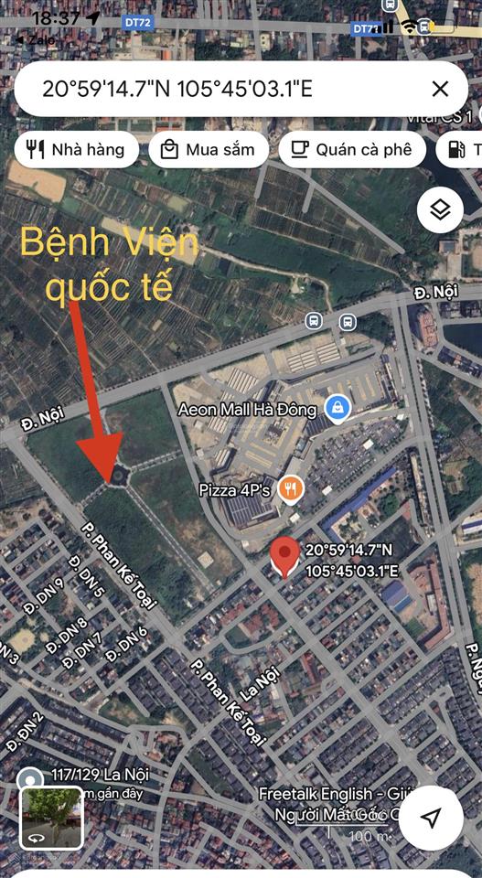 Bán lô đất 50m2 phân lô đối diện aeon mall hà đông 10 tỷ