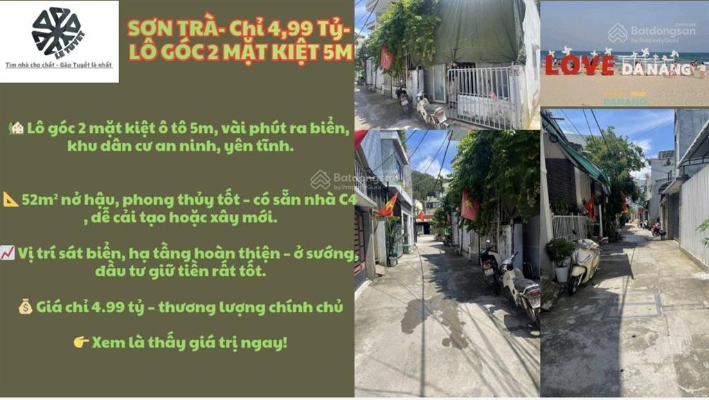 Lô góc kiệt ô tô sát biển sơn trà  hàng hiếm khó tìm   chỉ 4,99 tỷ