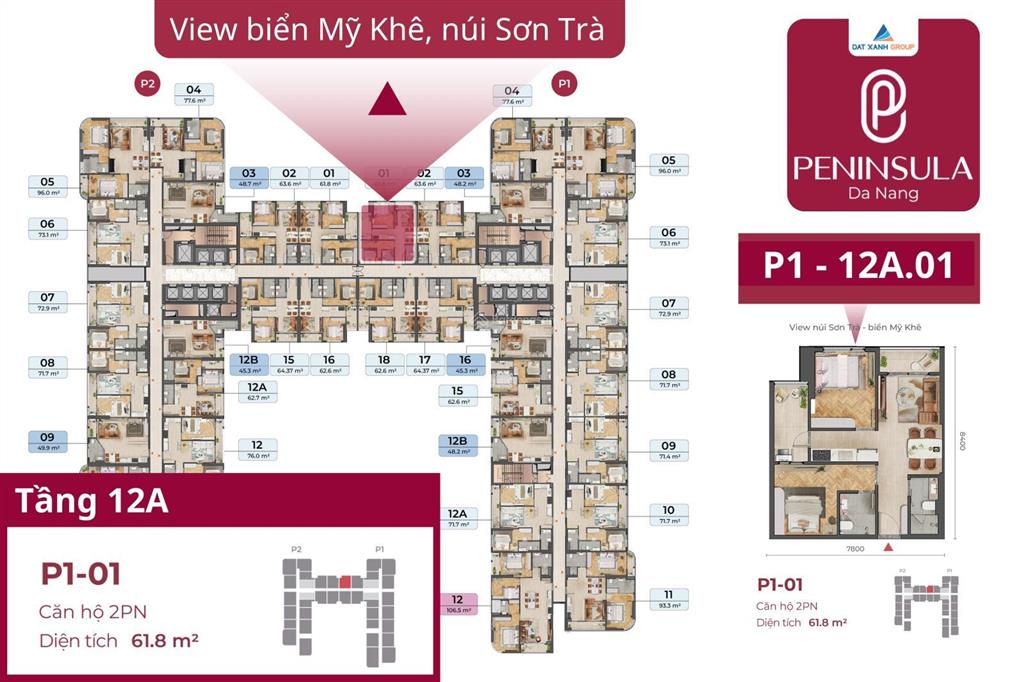 Bán nhanh căn 2pn peninsula đà nẵng rẻ nhất thị trường, view núi sơn trà, biển mỹ khê cực thoáng