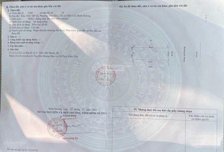 Nguồn tốt giá rẻ 300m2 ngay kcn mỹ phước 3,bến cát, mặt bằng kinh doanh, dân cư đông,sổ hồng riêng