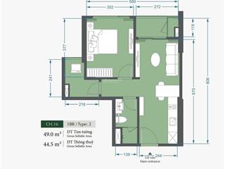 Chính chủ bán căn 1n+ trục 16 tòa a3, vay 80% ahls t7/2027, s 44,2m2, chênh cực ít, thiện chí bán