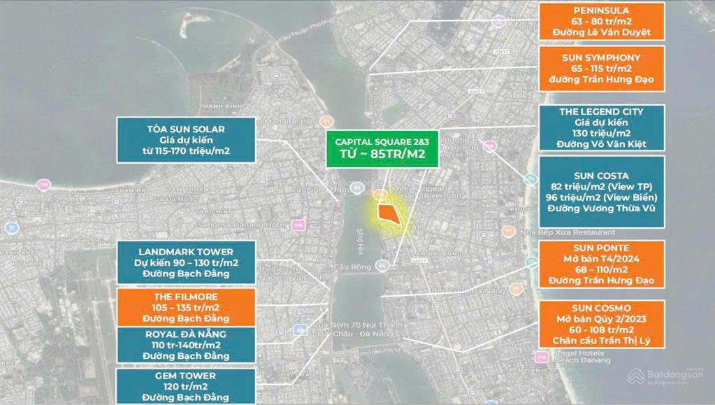 Duy nhất 1 suất nội bộ, ch trực diện sông hàn sở hữu lâu dài tổ hợp 14 tòa 5 sao capital square đn