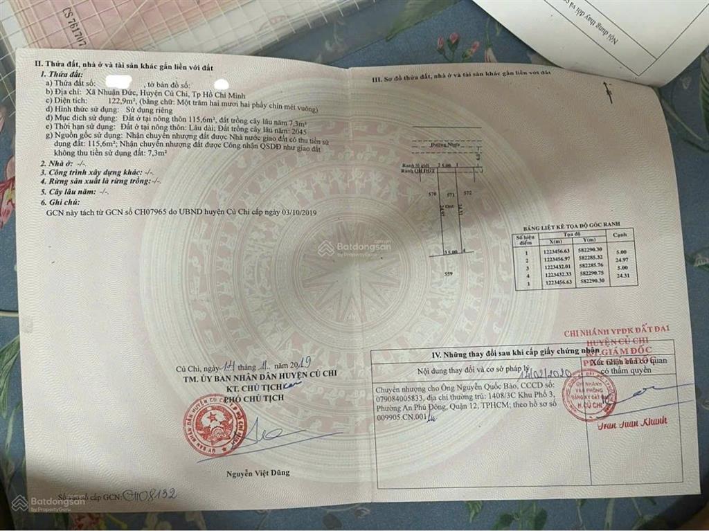 Cần bán nhanh lô đất 5x25 full thổ mặt tiền đường nhựa 6m ngay bệnh viện đa khoa củ chi giá 1tỷ4 tl