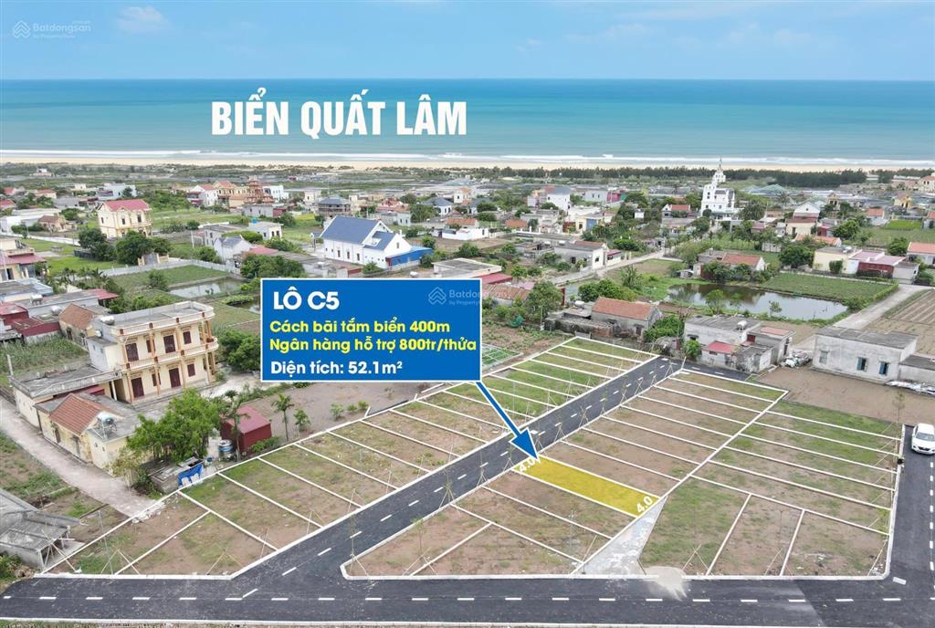 Bán đất 1 tỷ, 58,9m2 tại nguyễn văn ích, thị trấn quất lâm, giao thủy, nam định, view đẹp chỉ với