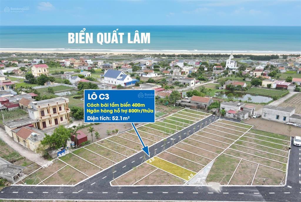 Bán đất 1 tỷ, 58,9m2 tại nguyễn văn ích, thị trấn quất lâm, giao thủy, nam định, view đẹp chỉ với