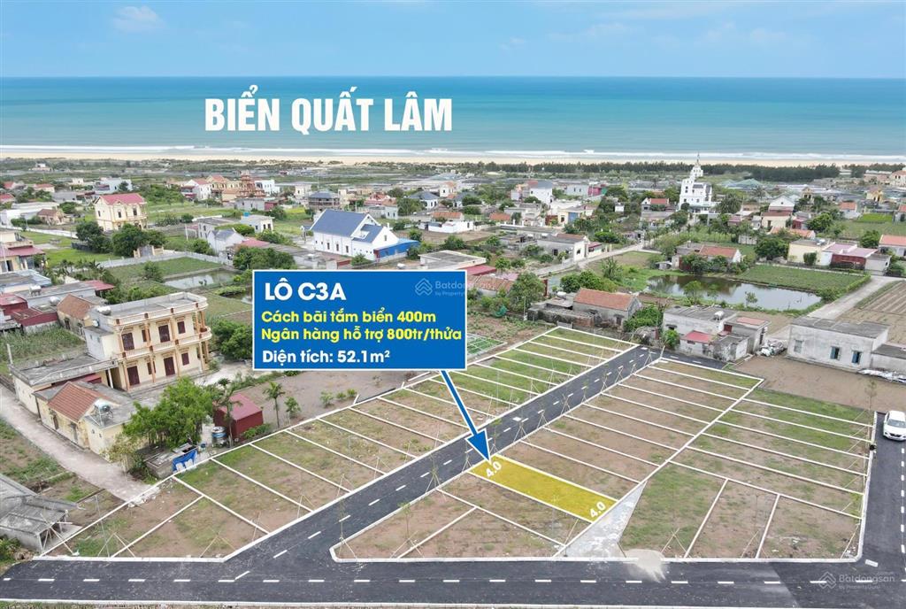 Bán đất 1 tỷ, 58,9m2 tại nguyễn văn ích, thị trấn quất lâm, giao thủy, nam định, view đẹp chỉ với