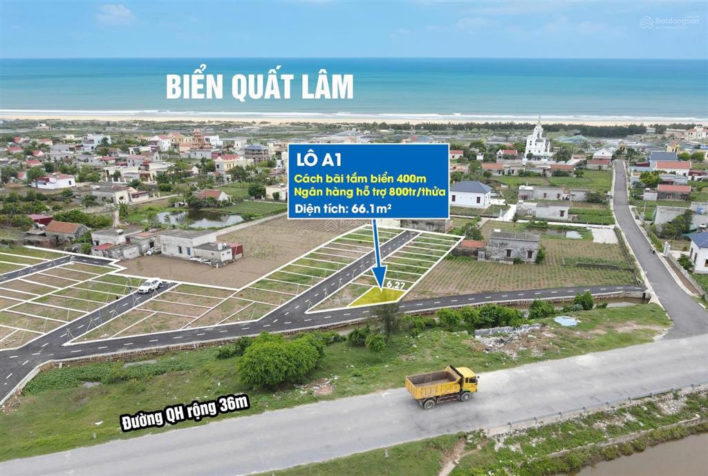 Bán đất 1 tỷ, 58,9m2 tại nguyễn văn ích, thị trấn quất lâm, giao thủy, nam định, view đẹp chỉ với