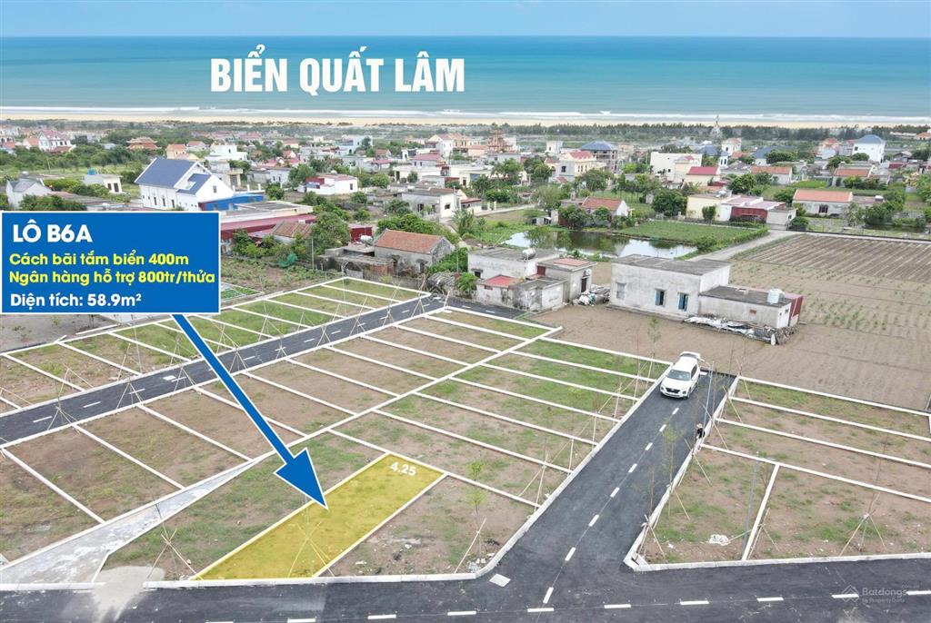 Bán đất 1 tỷ, 58,9m2 tại nguyễn văn ích, thị trấn quất lâm, giao thủy, nam định, view đẹp chỉ với