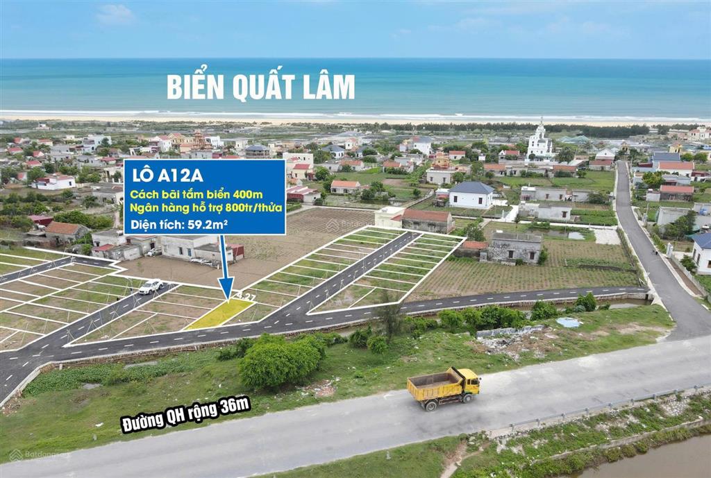 Bán đất 1 tỷ, 58,9m2 tại nguyễn văn ích, thị trấn quất lâm, giao thủy, nam định, view đẹp chỉ với