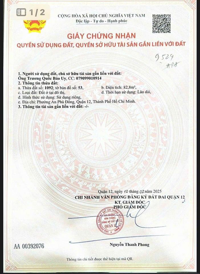 Bán đất an phú đông 3, 4,5 tỷ, 72,8m2, pháp lý đầy đủ, giá ưu đãi, uy tín