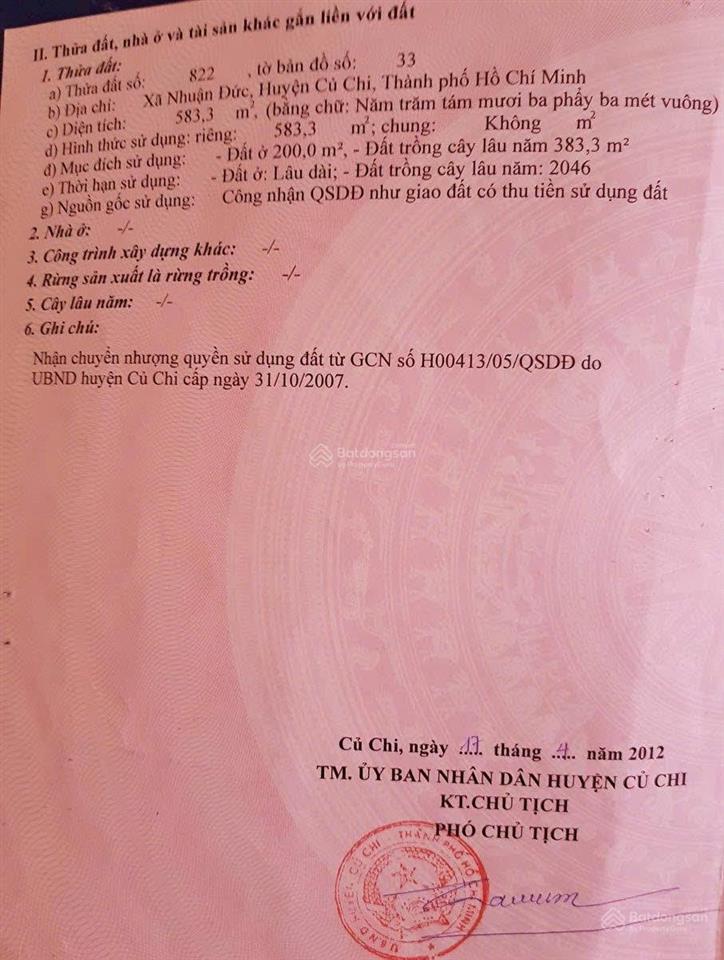 Đất rẻ mặt tiền nhuận đức, củ chi 673m2 giá 3,6 tỷ