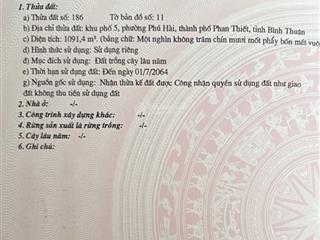 Chính chủ bán 1091m2 2 mt nguyễn thông, quy hoạch thổ cư và tmdv, view biển tiện xây khách sạn