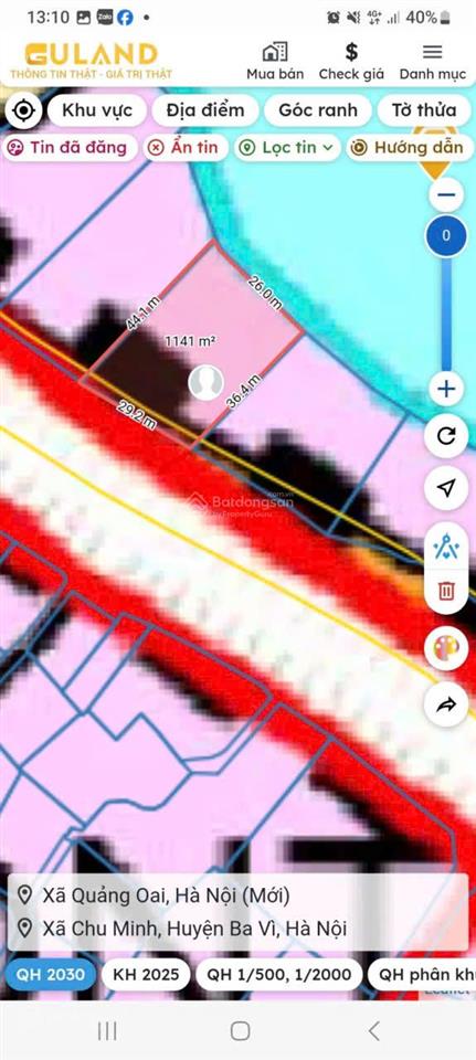 1.015m2 full thổ cư chu minh, ba vì, view sông, tựa đê sông hồng. sử dụng thực tế gần 2.000m2